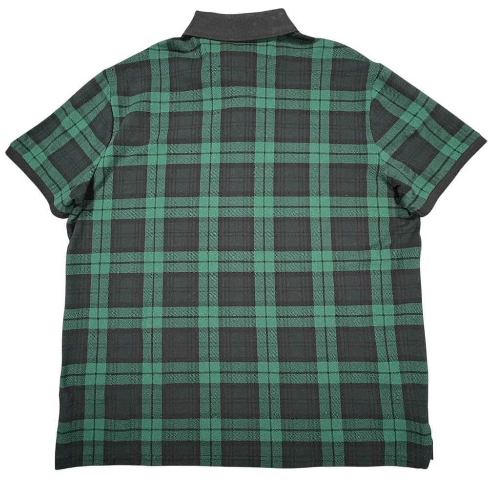 Polo Ralph Lauren Polo Shirt Mens XXL Green Black Plaid Tartan Slim Fit Pony NWT